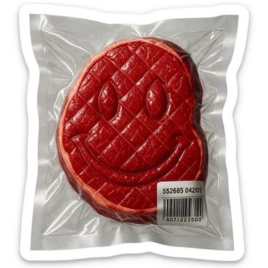 diamond-textured meat steak, shiny and inflated, no background sticker