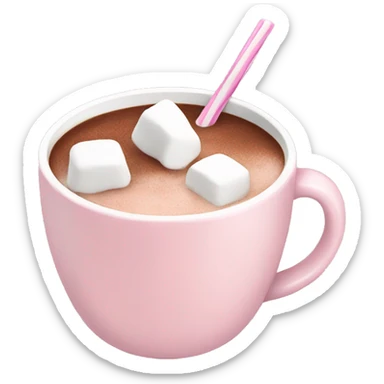 Light Pink mug of hot chocolate with marshmallows  sticker