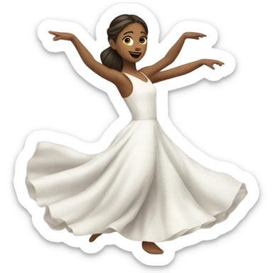 a girl in a white long dress dances a national Caucasian dance sticker