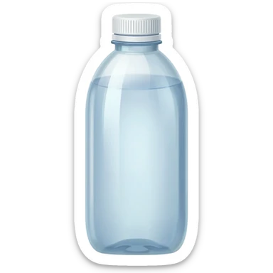 aesthetic clear water in tall clear full plastic drink bottle with white lid realistic soft textures sticker