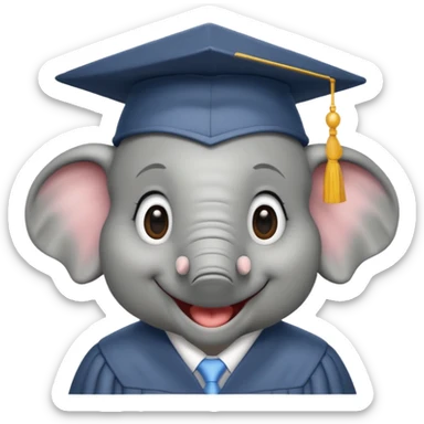 happy elephant wearing a graduation cap sticker