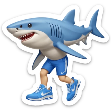 Shark with legs using blue Nike snicker  sticker