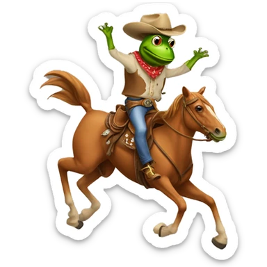 Cowboy frog riding horse sticker