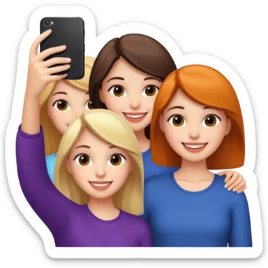 Three girls taking selfie sticker