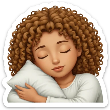 tan girl with curly hair sleeping sticker