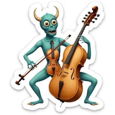 a monster of some kind with some sort of instrument as a part of its body sticker