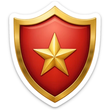 Crimson red shield with star sticker