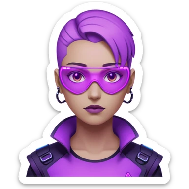 neutre gender neon cyberpunk light purple, I don't want you to use props, não utilizar óculos sticker