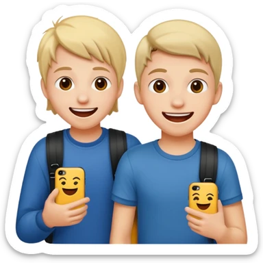 two teenager sneaking sticker