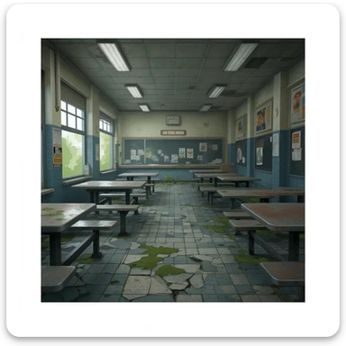 School Cafeteria Broked down sticker