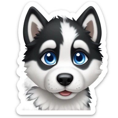 Husky puppy with blue eyes and black and white fur sticker