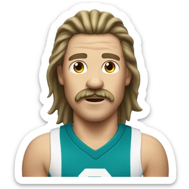 white athlete with a mustache and a mullet yelling  sticker