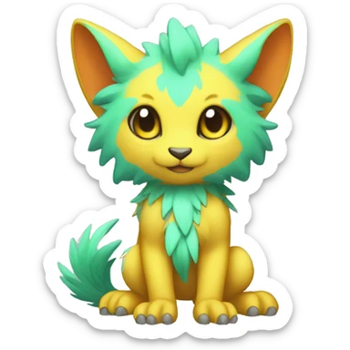Cute cool colorful fantasy animal hybrid Fakemon full body sticker