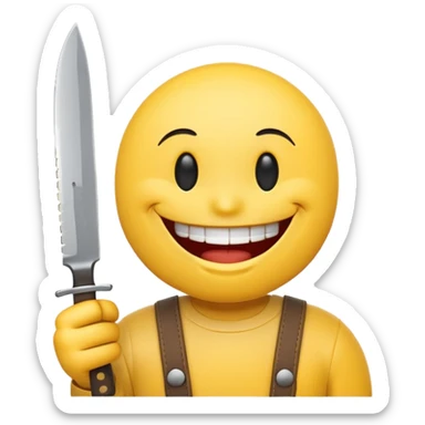 smiley emojie with knife in hand sticker