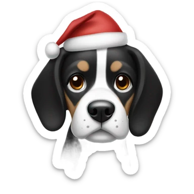 santa black and white beagle dog sticker