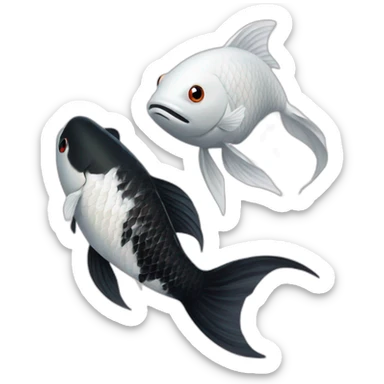 black koi fish and white koi fish circulating sticker