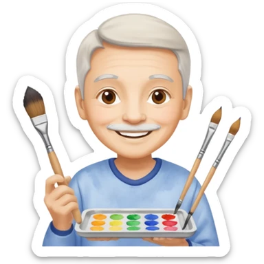 Senior with watercolor tray & brush sticker