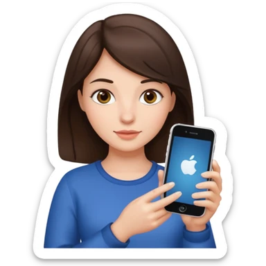 A brunette girl with iphone 15 sticker