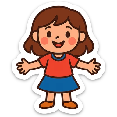 vibrant toon style cute girl with brown hair sticker