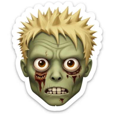 zombie face with spiky hair with blonde patch on the left and make him brownskin sticker