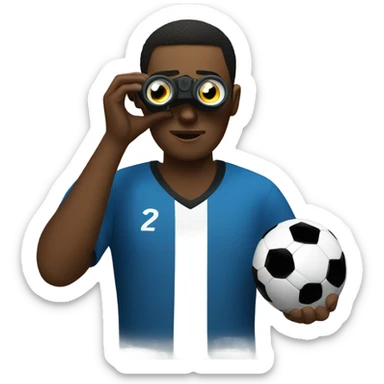 black man with binoculars watching soccer sticker