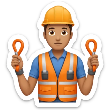 Electrician + cable coil + orange vest, Repair Crew. sticker