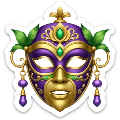 I want an emoji for Mardi Gras in New Orleans. I want a mask that is gold, green and purple with little bells at the bottom of the mask sticker