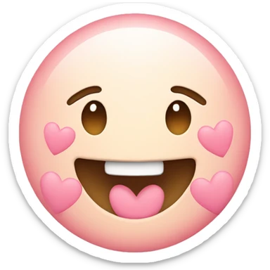 Smiling emoji with light pink hearts for blush sticker