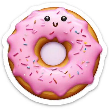 Pink frosted donut with glitter sprinkles sticker