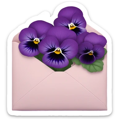 Deep aesthetic violet colour pansies placed in pink a aesthetic envelope  sticker