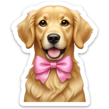 Golden retriever with pink bow sticker
