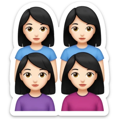 Five fair-skinned girls with black hair sticker