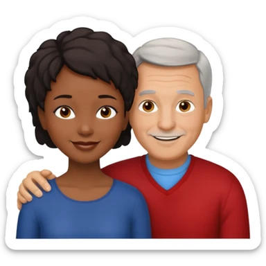 mixte couple black girl  with short hair , dark haired older white man sticker