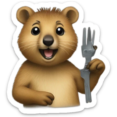 a quokka with Metalhand sign sticker