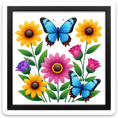 flowers butterflies frame certificates for kids sticker