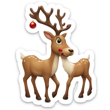 Christmas reindeer playing with other reindeer sticker