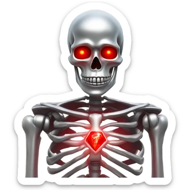 Skeleton with aura- skeleton is silver and shiny  aura is read sticker
