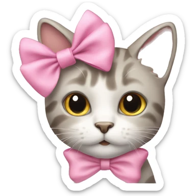 Cat with a pink bow sticker