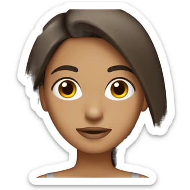 Tan girl with dark brown straight hair sticker