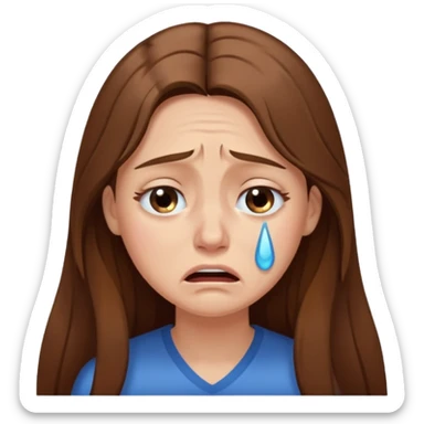 woman with long brown hair crying sticker