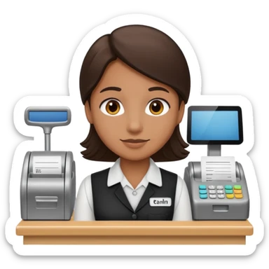 cashier behind the register sticker