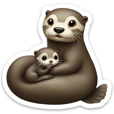 Otter and baby otter sticker