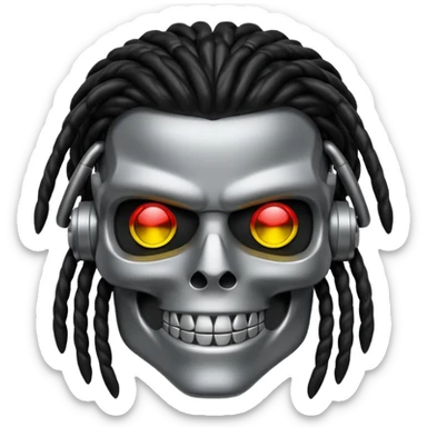 smiling black rasta terminator silver sticker