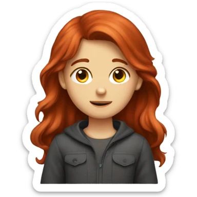 red headed boy inlove with brown haired girl  sticker