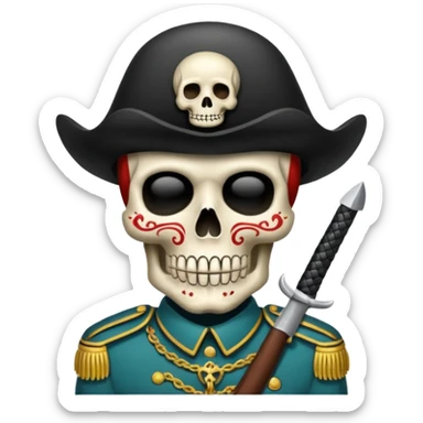Una calavera 💀 soldado 🪖 mordiendo una bala en su boca sticker