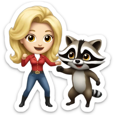 Dolly Parton fighting a raccoon sticker