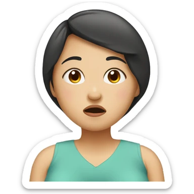 Pregnant Asian woman keeps her mouth shut sticker