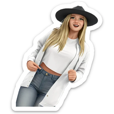 blonde girl in white shirt sticker