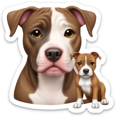 girl pit bull and staffy puppy  sticker