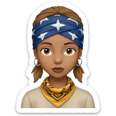 African American girl thats a bit skinny with bandanna on head sticker